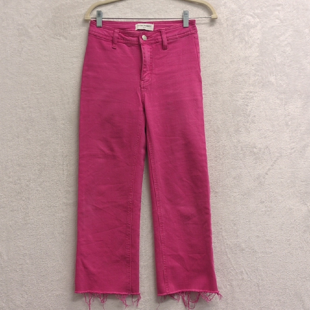 Flying Monkey Girl's Hot Pink Magenta Cropped High Rise Jeans‎ Size 14